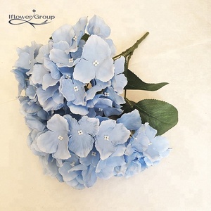 Artificial 5 cabezas hydrangea bouquet marfil hortensias seda flores - Product Image 2