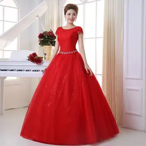 Vente de gros Nouveau modèle Robe de mariage en dentelle blanche et rouge 2 couleurs pour femme