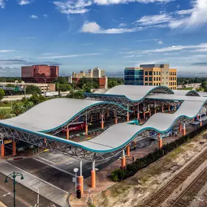 Diseño moderno, prefabricado, medidor de luz, estructura de marco de acero, toldo de estación de tren/autobús