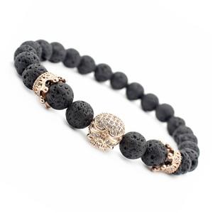Bracelets en pierre Zircon, produits tendance pour hommes, breloque en forme <span class=keywords><strong>de</strong></span> crâne, <span class=keywords><strong>de</strong></span> pierre Zircon, avec perles volcaniques, gemme, 2018 - Product Image 3