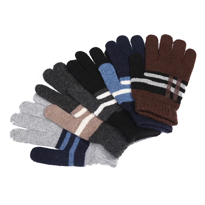 Logo personnalisé gants en laine acrylique tricoté hiver gants unisexes