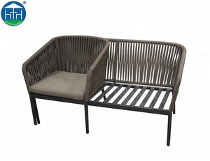 Muebles de Jardín Portátiles y Económicos, Sofá Seccional de Cuerda Gris para Patio, Sofá de Aluminio para Exteriores de Hotel - Product Image 4