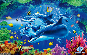 Hiện đại Niche 3D dưới nước thế giới cá heo nghệ thuật sứ ngói với kháng khuẩn kết thúc cho toàn bộ ngôi nhà tường và sàn nội thất - Product Image 5