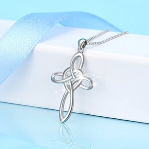 Collana con Ciondolo a Forma di Infinito, Gioiello dell'Amore Eterno, Nodo Celtico a Croce, Charm in Argento 925, Gioielleria in Argento 69 - Product Image 3