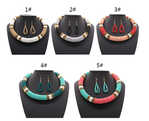 Conjunto de Joyería Africana Hecha a Mano con Cuentas de Vidrio, Collar y Aretes de Moda para Mujer, 18 Pulgadas, Collier Femme Africain - Product Image 6