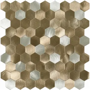 Hexagon Silver Gold Brushed Peel and Stick Aluminum mosaic tile