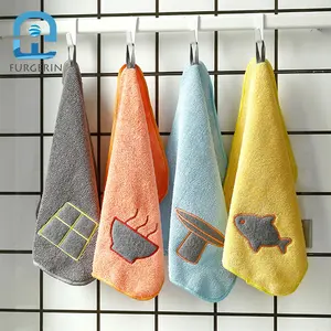 Wholesale Micro Fiber Towel Kitchen Car Cleaning Cloth Thick Microfiber Wash Cloth Duster Hanging Black Kitchen Towel For Dishes