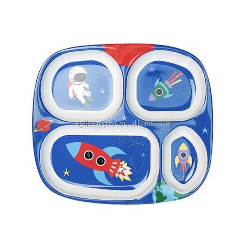 Assiette à compartiments pour enfants, vaisselle en mélamine avec motif de dessin animé pour enfants