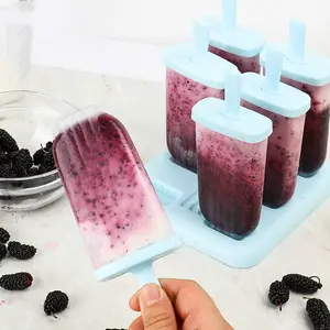 6 uds herramientas de helado PP rectángulo estrella redonda en forma de moldes de paletas reutilizables DIY moldes de helado herramientas de cocina