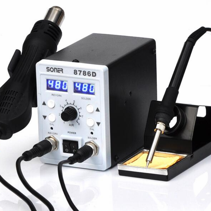 110V/220V Hot Air SONER-8786D 2 In 1 Rework Station Dual Display SMD Rework Soldering Station