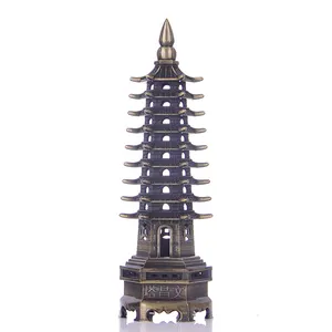 3 kleur Legering standbeeld 13-Niveau 23 cm wen chang pagode