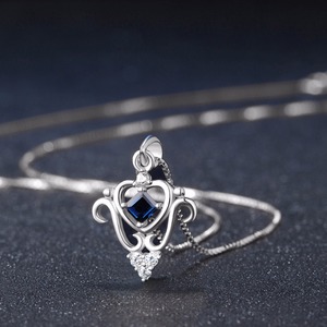 <span class=keywords><strong>Collana</strong></span> con Pendente a Forma di Fiore Naturale in <span class=keywords><strong>Zaffiro</strong></span> <span class=keywords><strong>Blu</strong></span> Quadrato da 3mm, Argento Sterling 925, Regalo di Nozze, Stile Trendy NI055 - Product Image 2