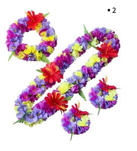 Party Hawaiian <strong>Flower</strong> <strong>Lei</strong> 12 Color Petal Necklace Head Ring Hand Ring Four Sets of Holiday Activities Dress up Accessories - Product Image 1