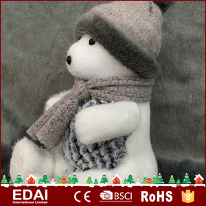 Wholesale white color polyfoam Sitting Bear doll wearing scarf and jacket decorative bear - Product Image 6