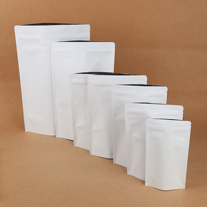 Custom Printed White Doypack Food Pouches Zip Lock Coffee Snack Packaging Bags