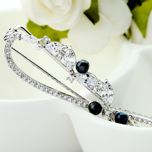LUOTEEMI Mode Neue Luxus Kubikzircon CZ Hochzeit Braut Haarschmuck Schmuck Phantasie Schwarz Natürliche Perle Haarnadeln