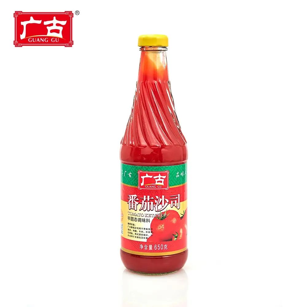 650 мл стеклянная пластиковая бутылка для упаковки томатного кетчупа вкусного свежего томатного соуса