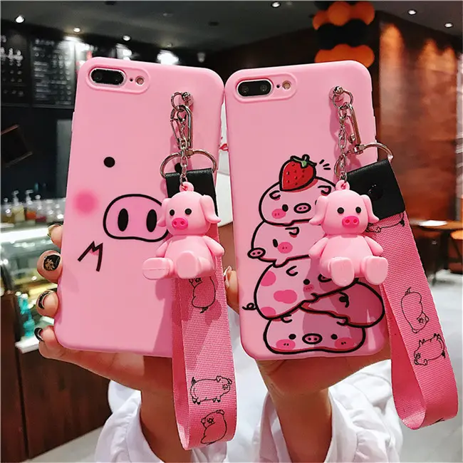 Newest Arrival Funny Cartoon Cute Doll Kickstand Holder Soft Cases Pig Phone Case Cover For iphone X XS Max XR 7 6s 8 plus