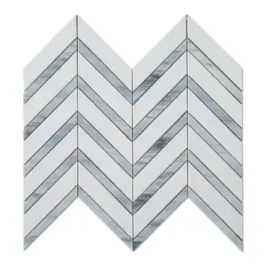 Weiß und Blau Gemischt Farbe Chevron Mosaik Glas Mosaik Fliesen für Wand