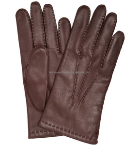 Gants en cuir marron chocolat pour hommes Gants d'hiver élégants en cuir de mouton souple Confortable Casual Outdoor Hand Wear Wholesale - Product Image 1