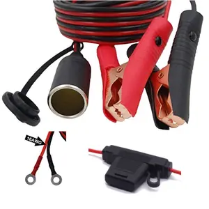 12V/ 24V auto Extension Cord Plug Socket mit Battery Clamp 4.9FT / 1.5m 16 AWG Battery Clip On und Cigarette Lighter Adapter