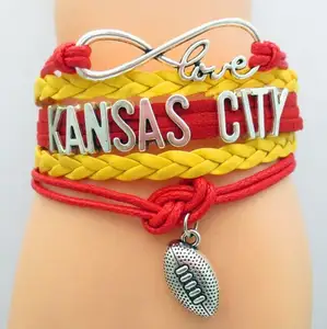Braccialetti Souvenir <span class=keywords><strong>Infinity</strong></span> Love Kansas City, Charm 'Cheer up for Kansas City' per Uomo e Donna - Product Image 1