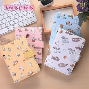 stationery magnetic snap PU leather notebook wholesale cartoon cat schedule cute notepad 064