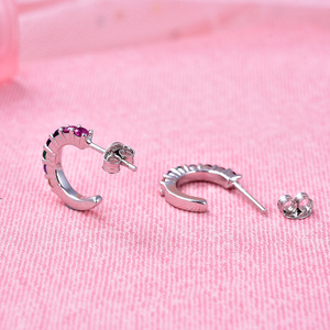 POLIVA Women's 925 Sterling <strong>Silver</strong> <strong>Hoop</strong> <strong>Earrings</strong> Wholesome Fashion with Rhodium Plating Zircon Stone for Wedding Party Gifts - Product Image 5