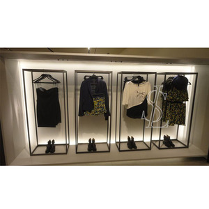 ร้านขายเสื้อผ้าโลหะแสดงชั้นวางเฟอร์นิเจอร์พร้อมไฟโรงงานจีน-ขายตรง - Product Image 1