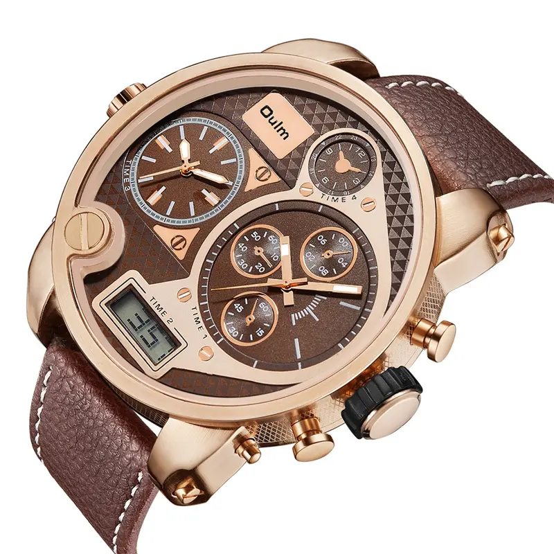 Oulm Dual Display Big Wristwatch Digital Analog Watches Men Luxury Brand Large Dial Male Clock Watch relogio masculino