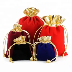 High Quality Velvet Little Bags Drawstring Gift Bags with Pendant For Jewelry Package Velvet Jewelry Bag Pouches