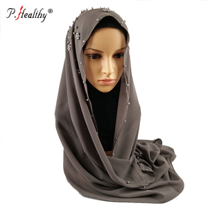 P-En Bonne Santé le dernier modèle plaine mousseline de soie accessoires correspondant couleur perles musulman hijab - Product Image 2