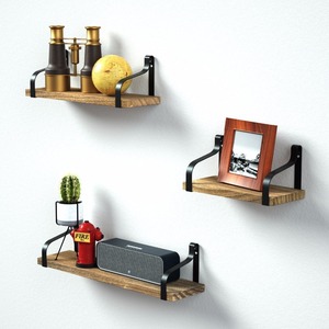 De hierro <span class=keywords><strong>y</strong></span> de almacenamiento de <span class=keywords><strong>madera</strong></span> libro de la exhibición de estante de <span class=keywords><strong>pared</strong></span> - Product Image 1