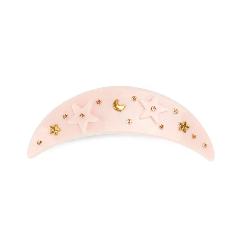 Korean Styles Sweet Acrylic Moon Hair Clip Lovely Candy Colors Girl Hair Barrettes Pink Moon Hair Barrette Clips