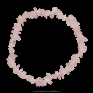 Bracelet en puces de cristal Quartz Rose naturel, pour la guérison, tenue décontractée - Product Image 1
