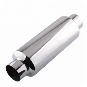 Universal Stainless Steel Car Resonator Exhaust Muffler 2.5" inlet To 2.5" outlet Exhaust Tip Pipe Tube