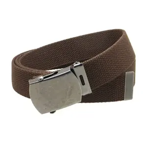 Gb58 Canvas Web Riem Stijl Antiek Zilveren Gesp/Tip Effen Kleur 50 "Lang