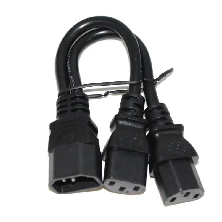 Short Power Y Type Splitter Adapter Cable Cord c14 to dual c13 connector power cord