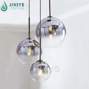 ball ceiling hanging light silver glass globe pendant lamp