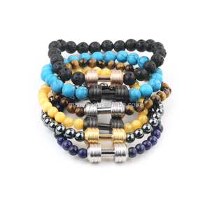 <span class=keywords><strong>Pas</strong></span> <span class=keywords><strong>cher</strong></span> Personnalisé Naturel Guérison perles Bodyduilding Bijoux Fit Vie Sport force Haltère Charme bracelet - Product Image 1