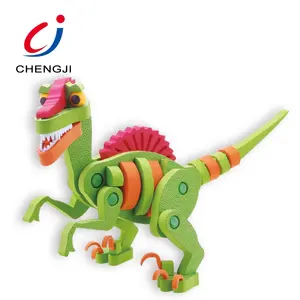 Nieuw Ontwerp Gebouw Kleurrijke Kinderen Educatief Geassembleerd Diy Eva Foam Grappige Blokken 3d Puzzel Dinosaurussen