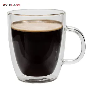 Tasse à café en verre borosilicate, design moderne et simple, poignée résistante à la chaleur