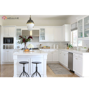 Modern <strong>White</strong> MDF PVC <strong>Kitchen</strong> Cabinets with Faucet Sink <strong>Accessories</strong> Durable Quality Customized Design and Produce From Factory - Product Image 3