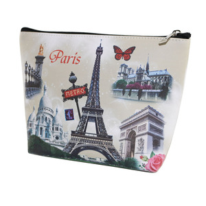 DEQI Logo Personnalisé <span class=keywords><strong>Paris</strong></span> Tour Eiffel Tour France Femmes Dame En Cuir PU Durable Cosmétique Maquillage Trousse de toilette Pochette Titulaire - Product Image 3