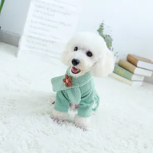 Pabrik Grosir Kustom OEM Baru Pet Pakaian Terbaik Korea Gaya Pakaian Anjing dengan Syal Anak Anjing Grosir