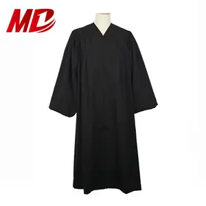 Mondon Wholesale Black Matte Traditional Geneva Fluting Front Pleats Clergy Robes Gown