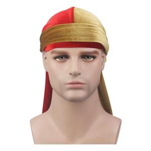 红色金色双色组合绒厚durag