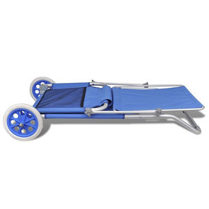 Giardino esterno Pieghevole In Alluminio Blu Della <span class=keywords><strong>Spiaggia</strong></span> Solarium con Ruote - Product Image 2