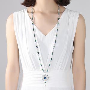 LUOTEEMI lüks uzun kolye AA kübik zirkonya zarif çiçek kazak kolye moda takı kadınlar için yüksek kalite - Product Image 3