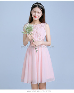 2017 de alta calidad de <span class=keywords><strong>la</strong></span> boda bribal vestido bien corta carne Rosa falda mujeres damas blanco vestido de novia - Product Image 5